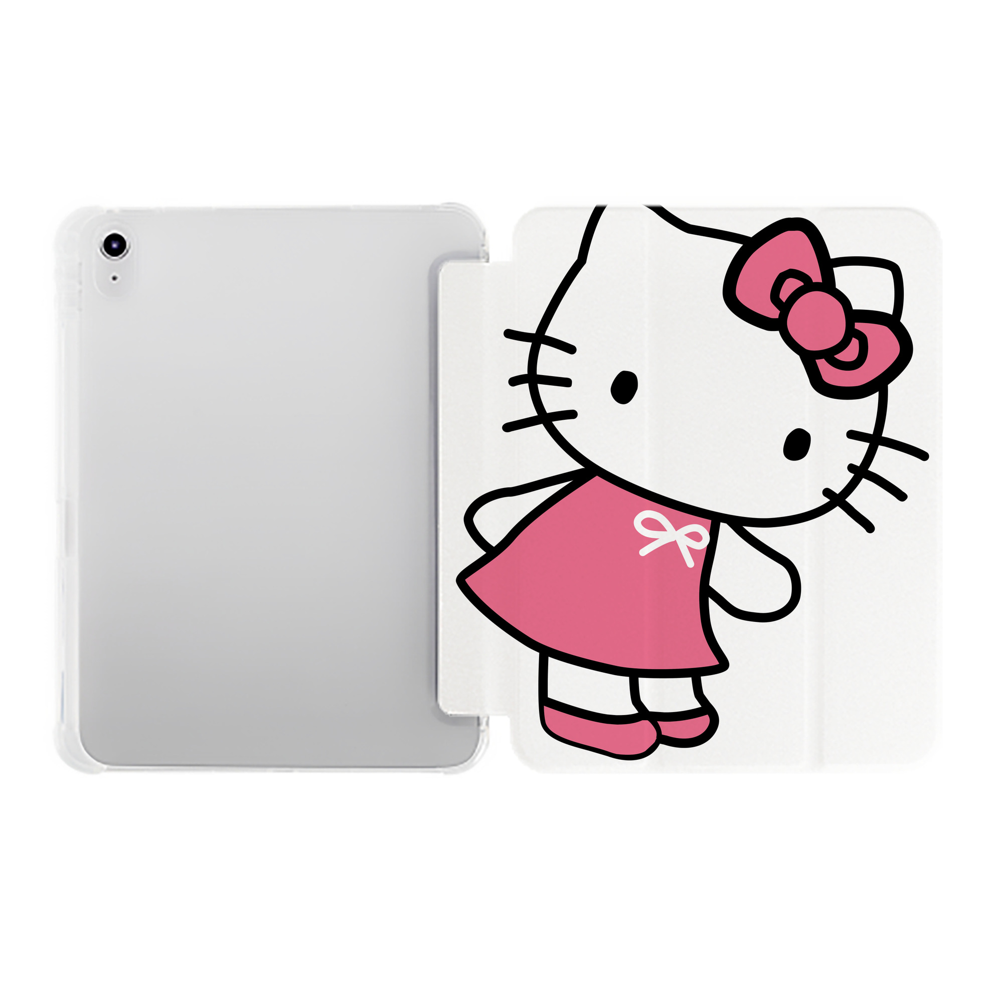 （画像用） Hello Kitty ハローキティ IPad ケース ペン収納付き 三つ折りスタンド PUレザー×シリコン 対応機種9.5/10.5/10.9インチ